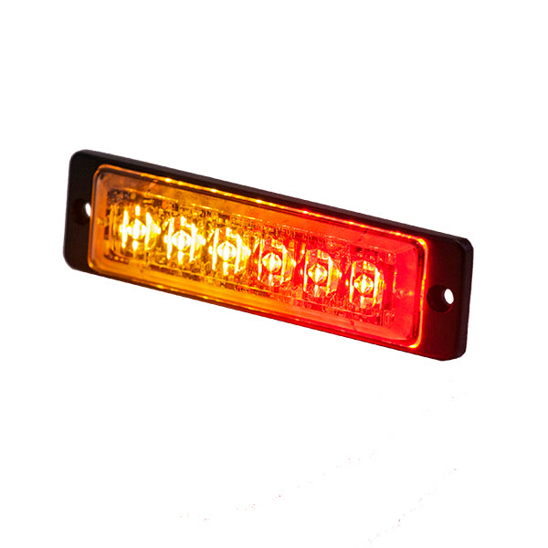 LED Warning Light, 3 Red & 3 Amber LED 12/24volt Bx1